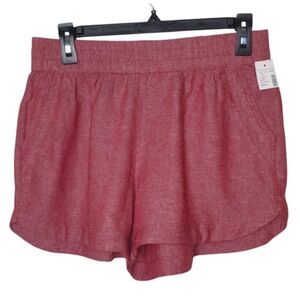 Maurices Red Linen Blend Shorts S Mid Rise Casual Chic Pockets Athleisure Shorts